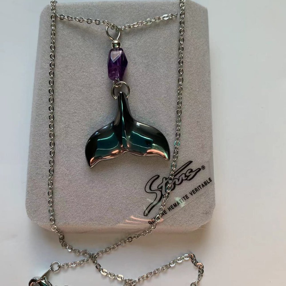 Hematite Whale tail necklace
